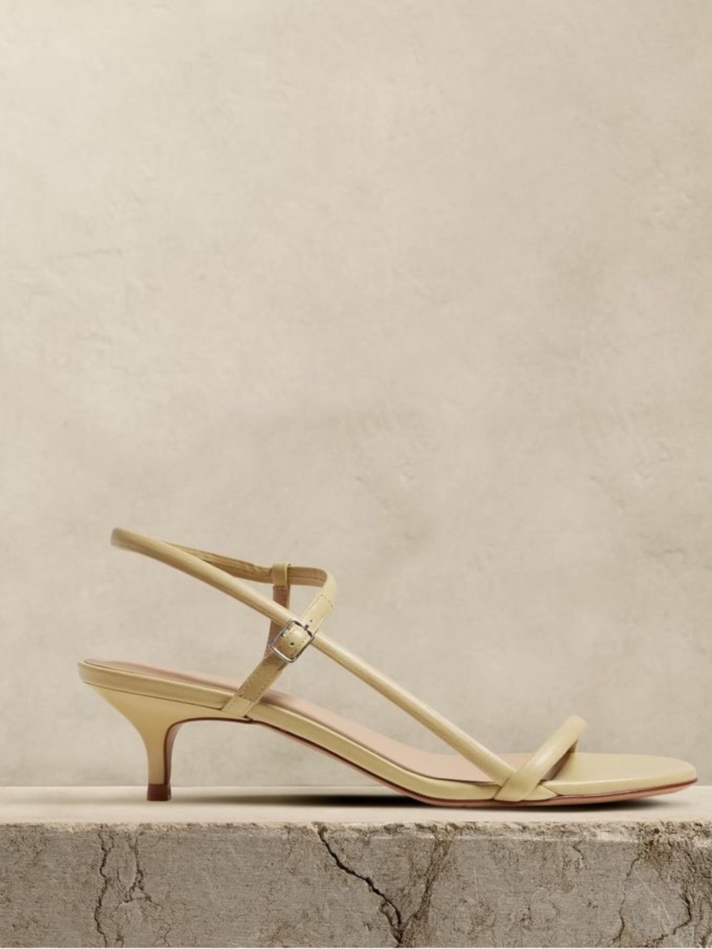 Banana Republic Strappy Kitten Heel Sandal in Light Butter Yellow